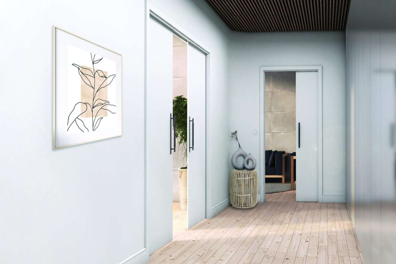 CAVA STARK 40 mm durvju vērtne sienā bīdāmo durvju sistēmai (Pocket system)