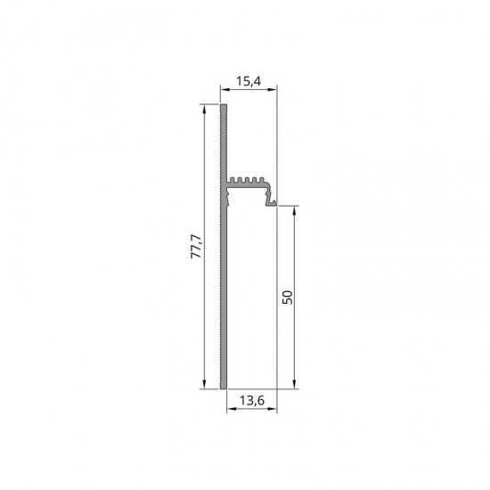 Flush-mounted shadow skirting board F1.50 black anodised FOR LED STRIP
