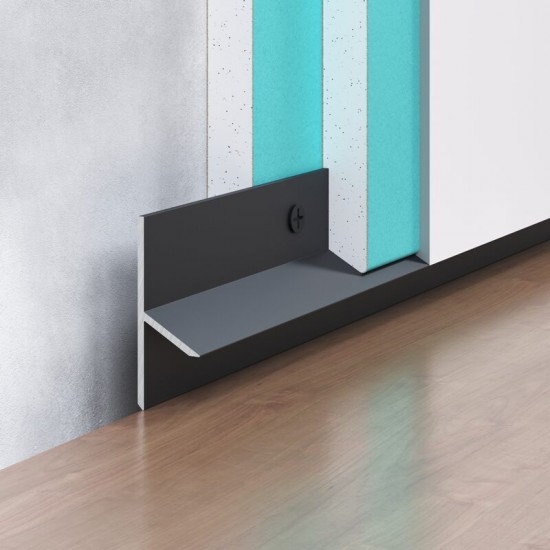 Flush-mounted shadow skirting board F2.10 black anodised